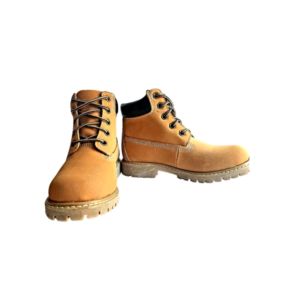 FALL/WINTER BOOTS, BOYS SIZE 1.5 HIGHTOP, SUEDE BOOT, LEATHER TRIM, BROWN/TAN